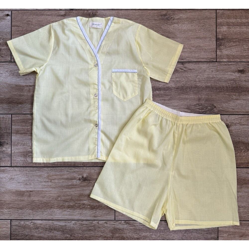 Vintage 50s 60s Yellow PJ's Size 36 Small 2pc Pajama Set